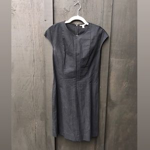 scoop neck black linen cotton dress